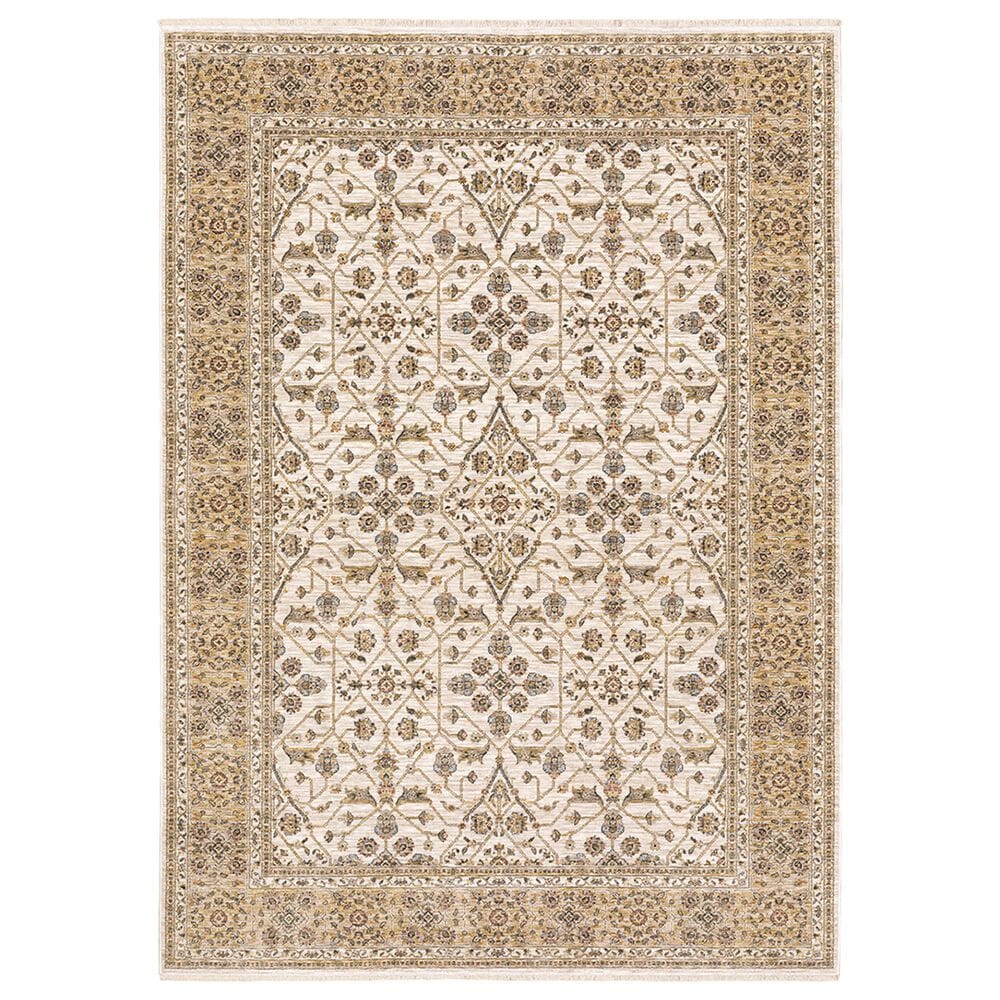 Oriental Weavers Maharaja Domica 1J 6"7" x 9"6" Ivory and Gold Area Rug, , large