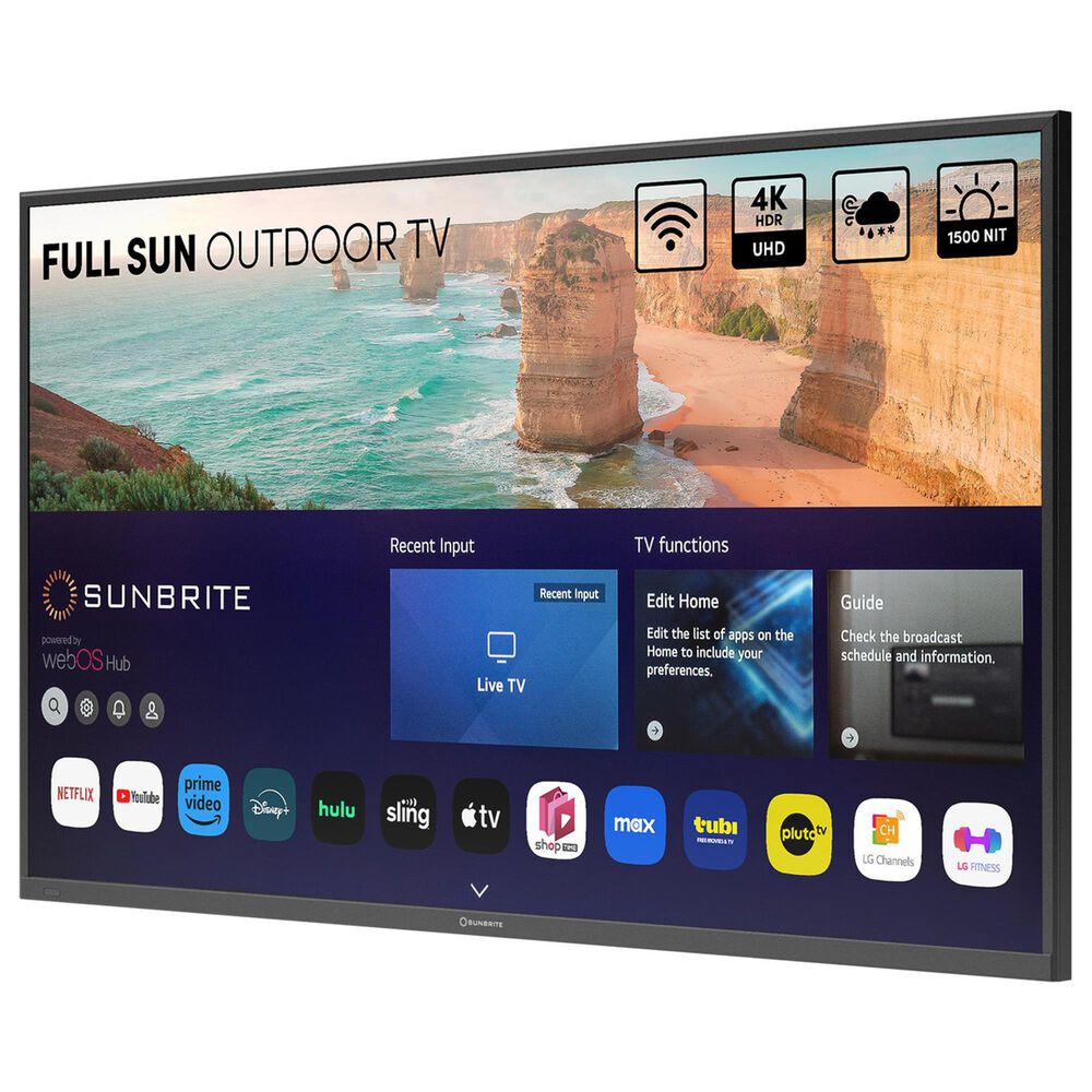 Sunbrite 65" Solis Series Outdoor Full Sun 4K UHD HDR - Smart TV in Black with Gray 65" Universal TV Dust Cover, , large