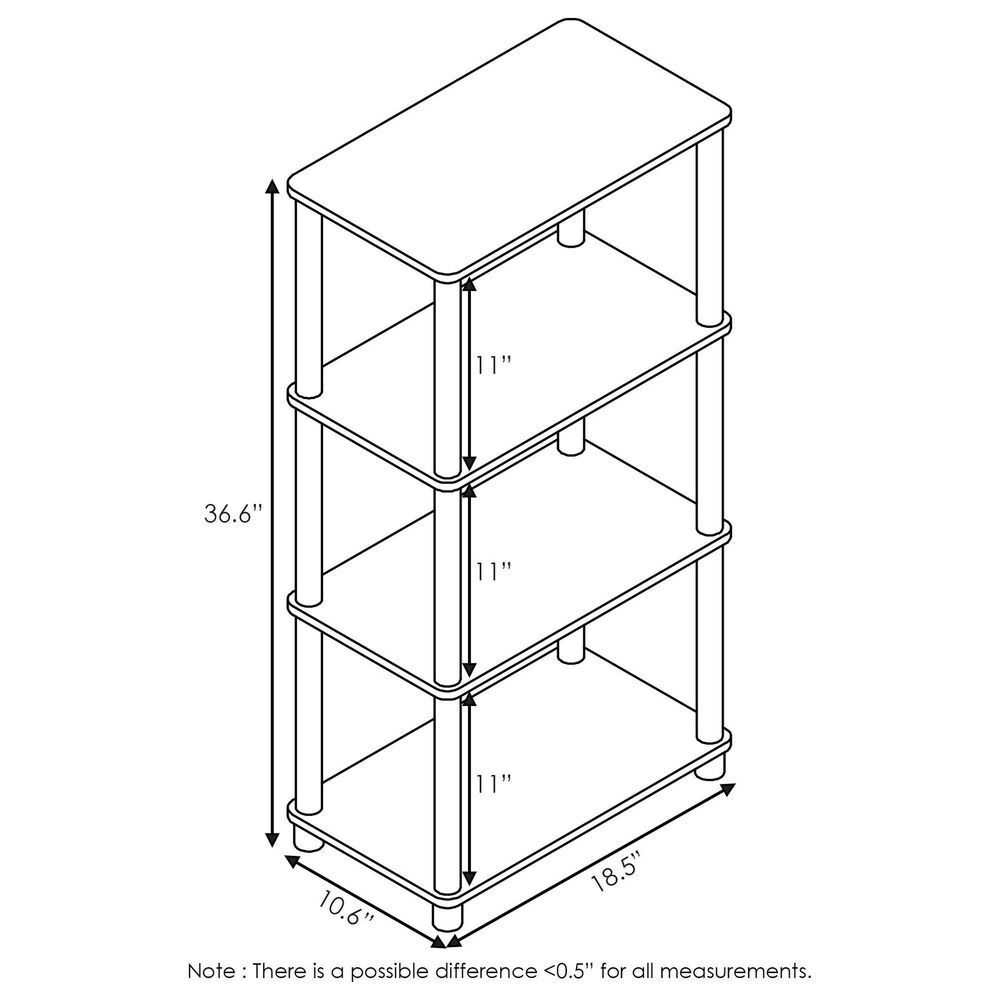 HOMLUX Turn-N-Tube 4-Tier Storage Shelf in French Oak and Black, , large