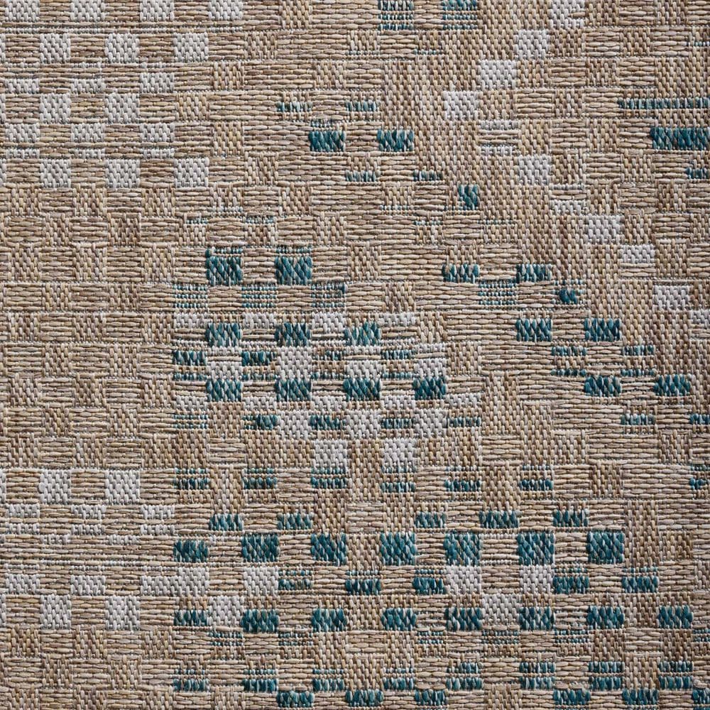 Amber Lewis x Loloi Topanga 6&#39;7&quot; x 9&#39;4&quot; Natural and Aqua Indoor/Outdoor Area Rug, , large