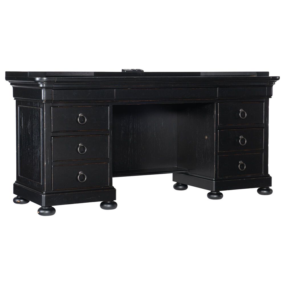Hooker Furniture Bristowe Computer Credenza in Black and Warm Brown, , large