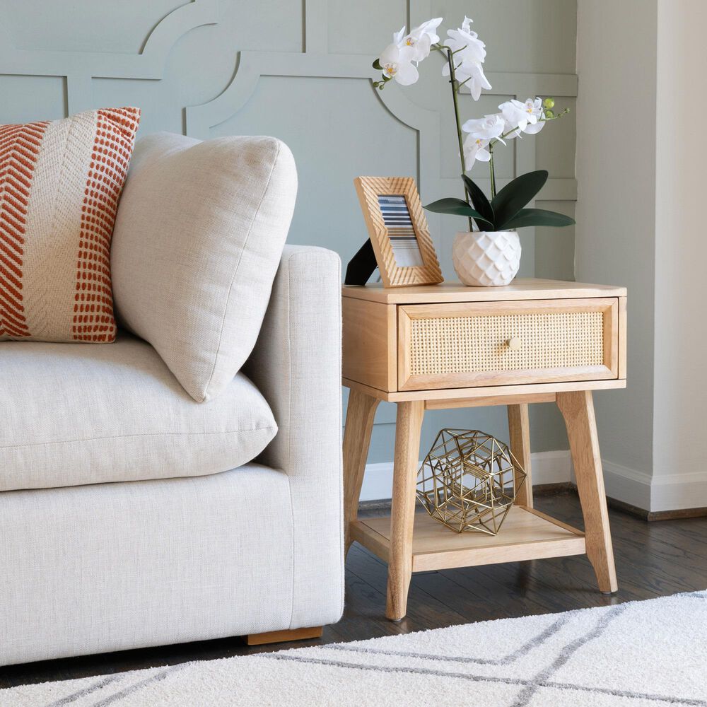 Linon Home Decor Catlett Side Table Nightstand in Natural, , large