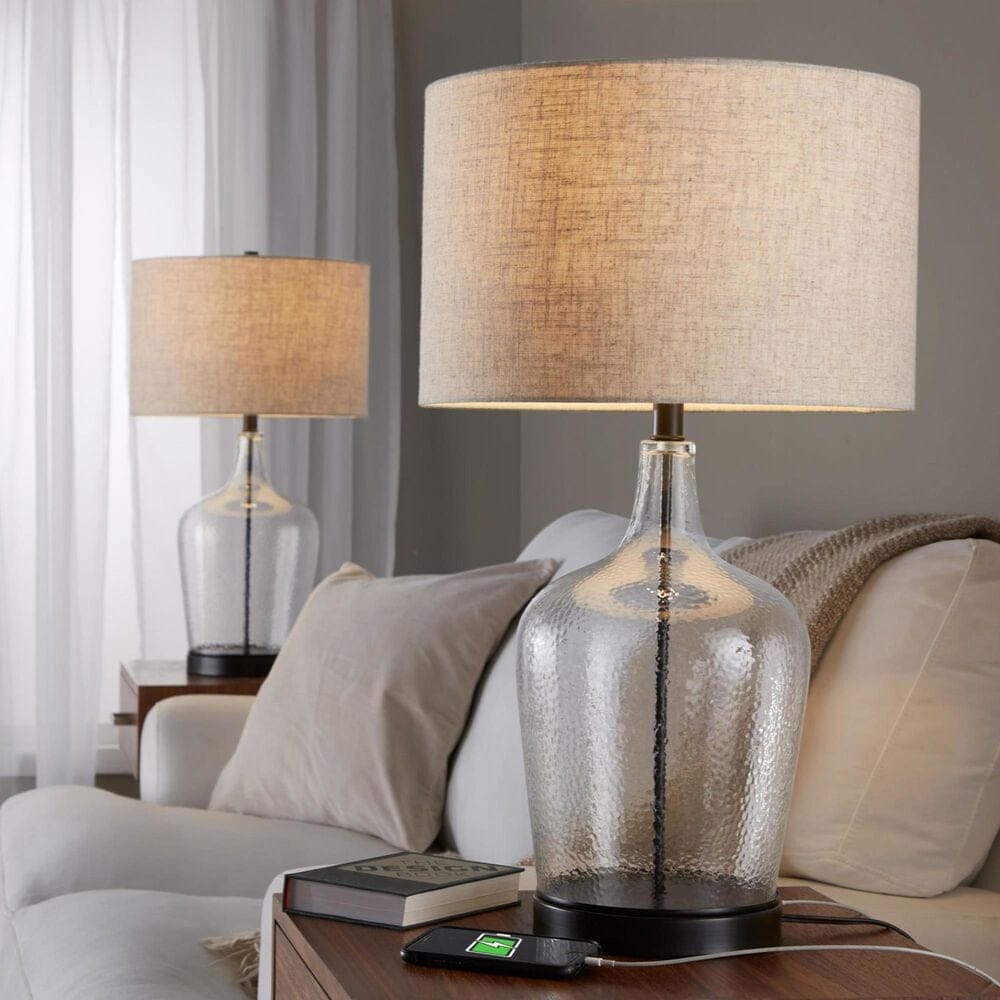 LumiSource Botella Glass Table Lamp in Clear and Oil Bronze (Set of 2), , large