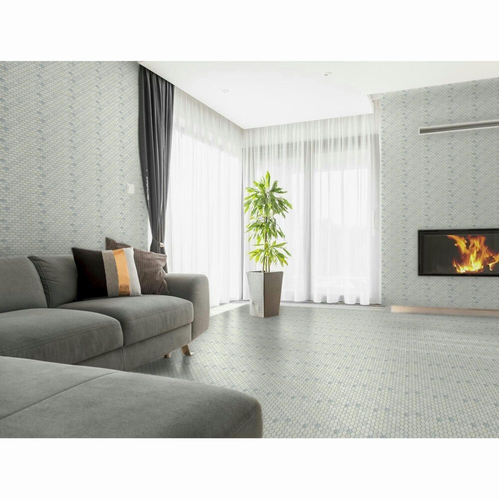 Emser Winter Frost 2&quot; x 2&quot; Oval on 12&quot; x 12&quot; Marble Mosaic Sheet, , large