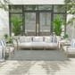 Nourison Courtyard Ivory and Aqua 5" x 7" Indoor/Outdoor Area Rug, , large