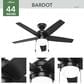 Hunter Bardot 44" LED Indoor Ceiling Fan with Light in Matte Black, , large