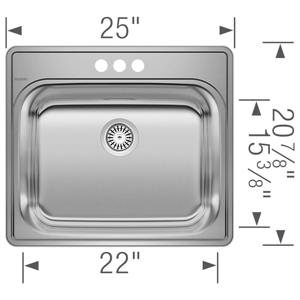 Blanco Essential Laundry Sink with 3 Hole in Stainless Steel NFM