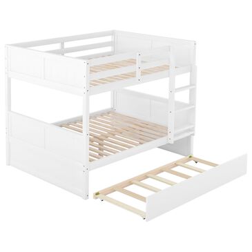 Hearth and Haven Allen Full Over Full Bunk Bed with Twin Trundle in White, , large