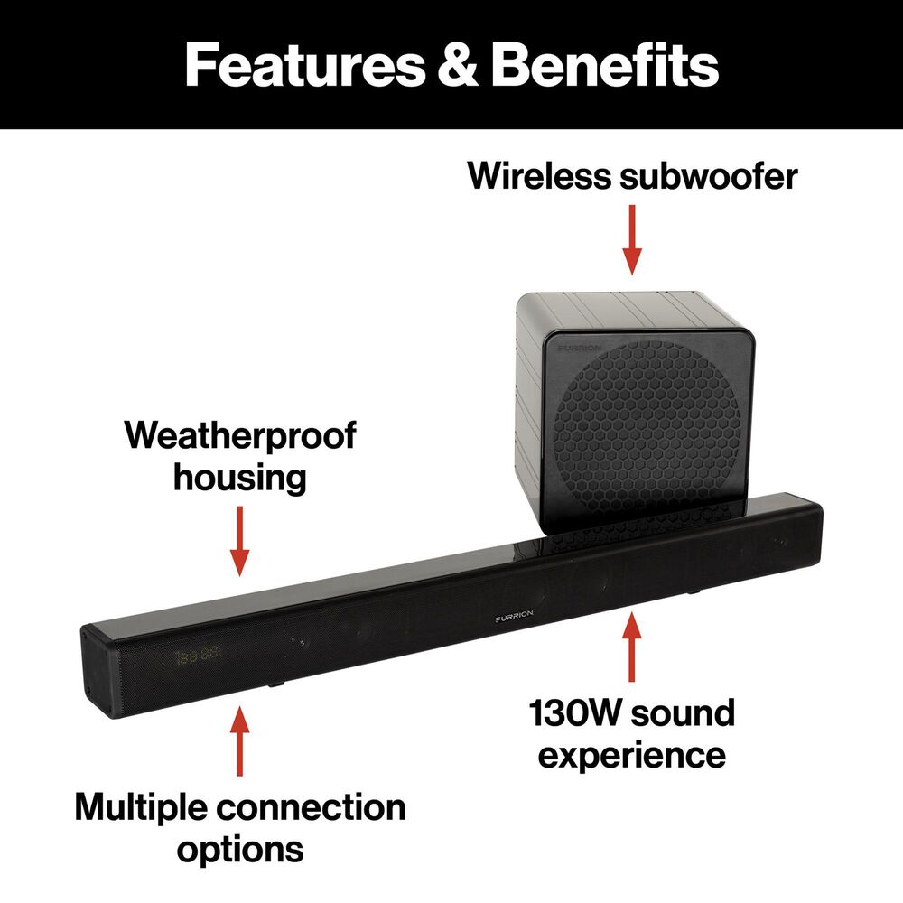 Furrion Aurora 65" Class Partial Sun 4K LED UHD - Outdoor Smart TV with 2.1 Soundbar System in Black, , large