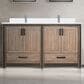 Lexora Home Ziva 60" Double Bathroom Vanity in Rustic Barnwood with 2 cm White Quartz Top and Rectangular Sinks, , large