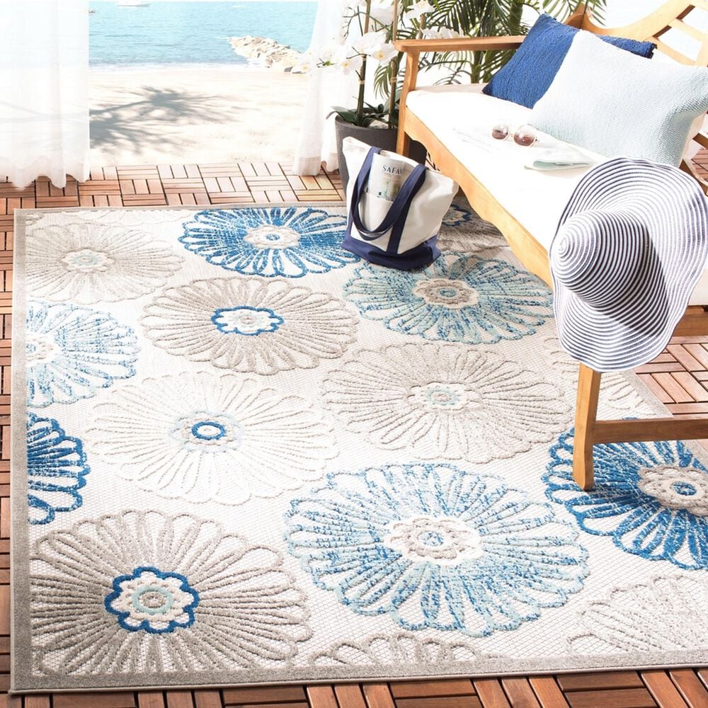 Safavieh Cabana CBN801F 4&#39; x 6&#39; Grey and Blue Indoor/Outdoor Area Performance Rug, , large