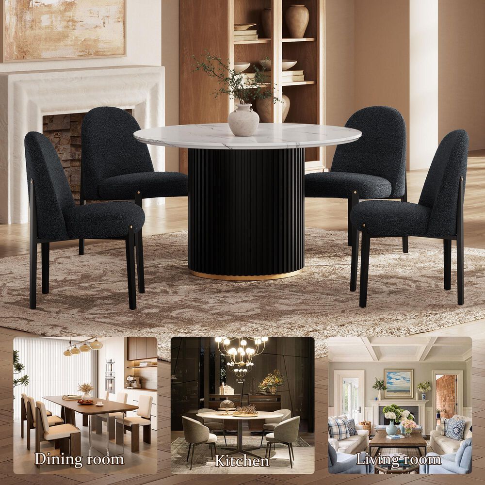 Morden Fort Boucle Side Chair in Black (Set of 4), , large