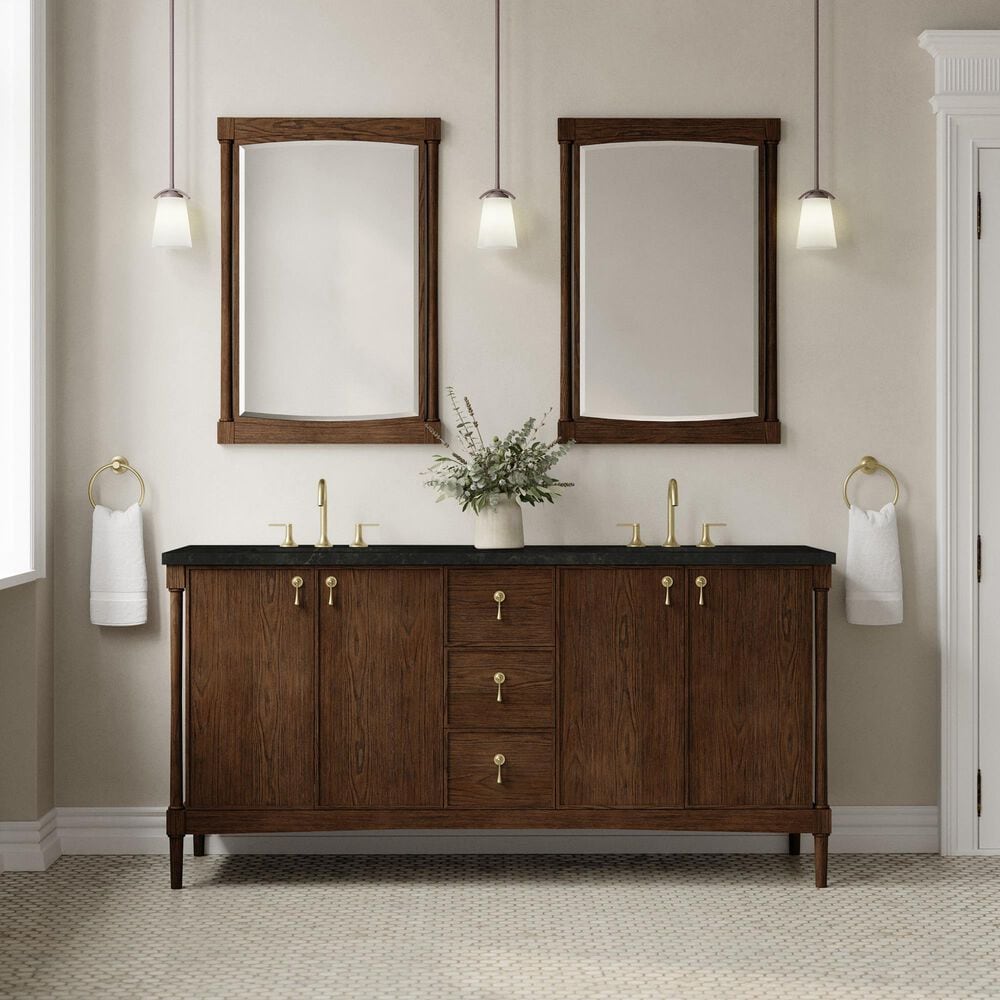 James Martin Kinnsden 72" Double Bathroom Vanity in Sable Oak with 3 cm Phantome Eclos Top and Rectangular Sinks, , large