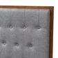 Baxton Studio Harumi King Panel Headboard with Grey Fabric in Ash Walnut, , large