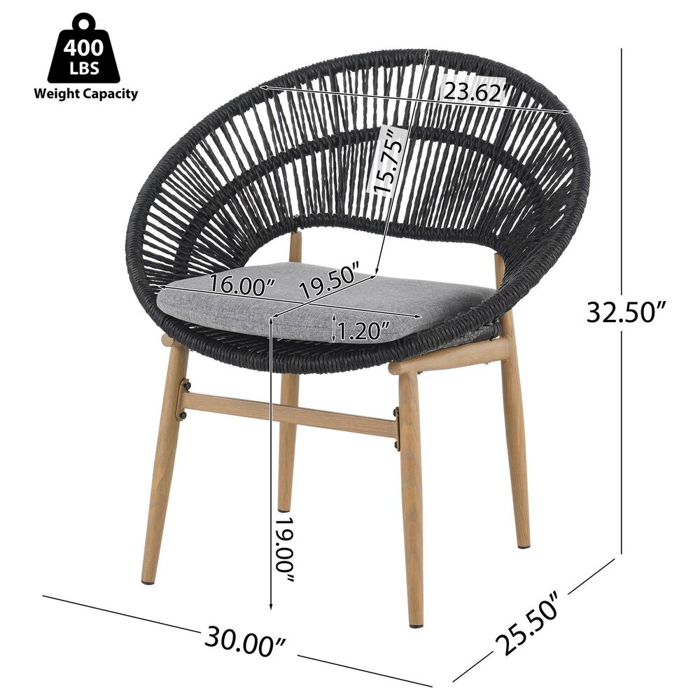 Hearth and Haven Cyril Outdoor Dining Chair in Gray (Set of 2), , large