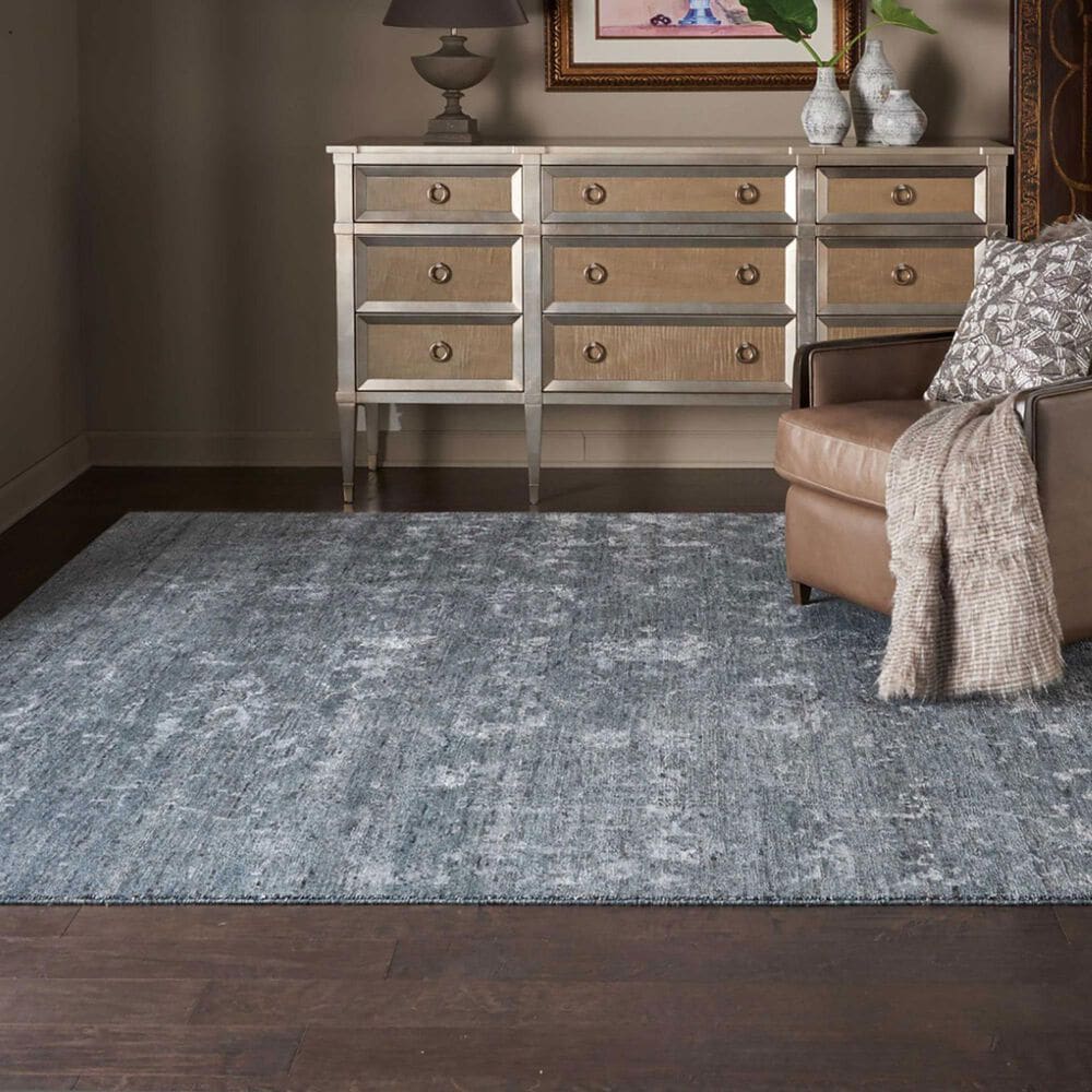 Nourison Silk Shadows 9&#39;9&quot; x 13&#39;9&quot; Blue and Stone Area Rug, , large