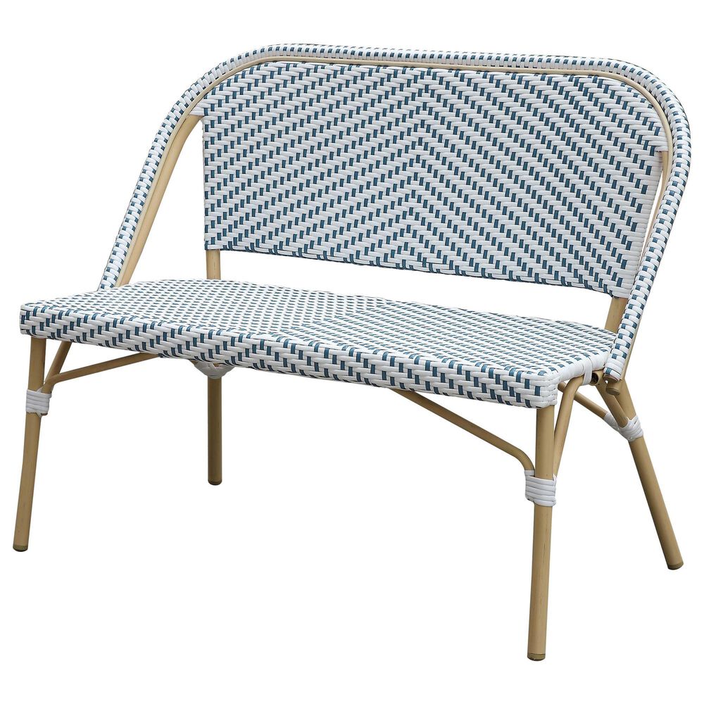 Furniture of America Toby Patio Loveseat in Blue/White, , large