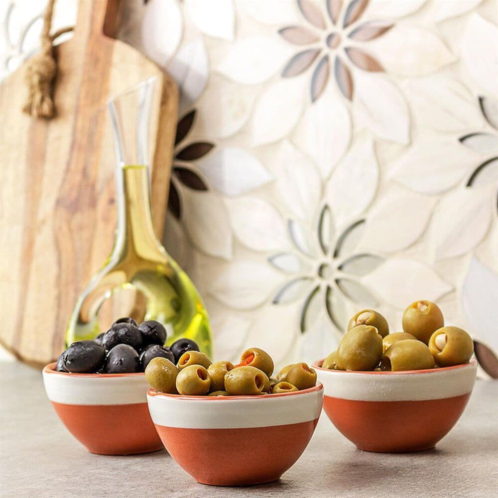 Soho Studio MJ Rain Flower White Carrara and White Thassos 12.4" x 14.13" Marble Mosaic Sheet, , large