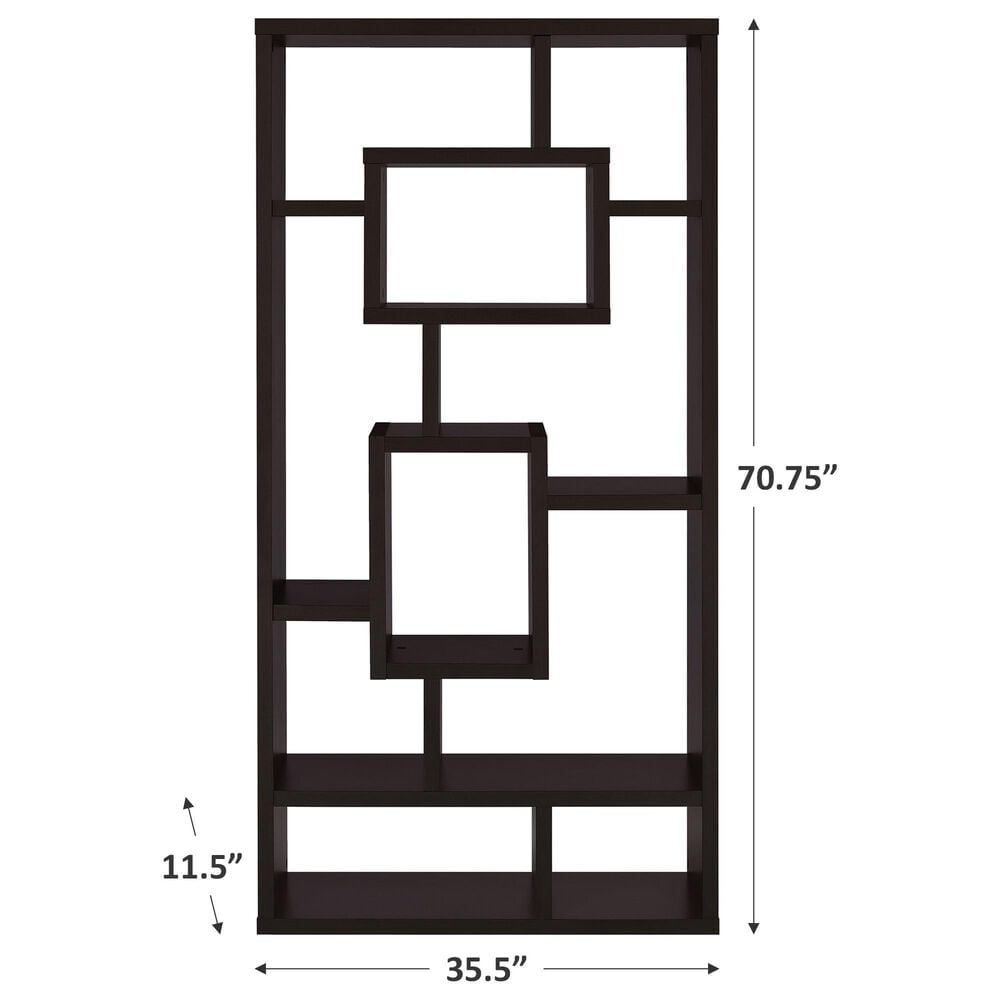 Pacific Landing Bookshelf in Cappuccino with Rectangular Shelves, , large