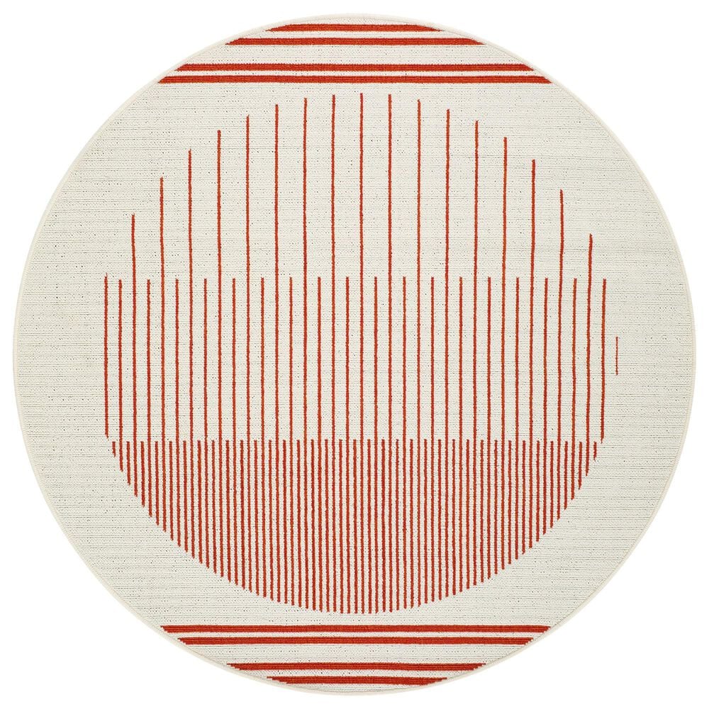 Surya Alfresco 7&#39;3&quot; Round Pearl, Garnet and Camel Indoor/Outdoor Area Rug, , large
