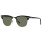 Rayban Glasses Clubmaster Classic Sunglasses with G-15 Green Lenses in Polished Black and Gold, , large