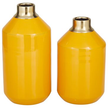 Novogratz 10" Modern Vase in Yellow and Gold (Set of 2), , large