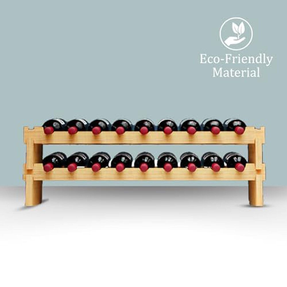HOMLUX 18-Bottle Bamboo Stackable Modular Wine Rack in Natural, , large