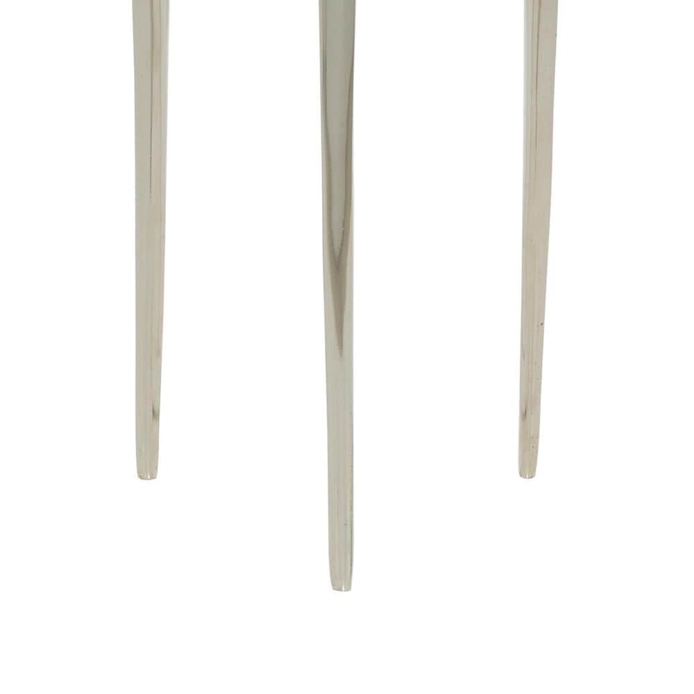 Maple and Jade 22&quot; Round End Table with 3 Tripod Legs in Polished Silver, , large
