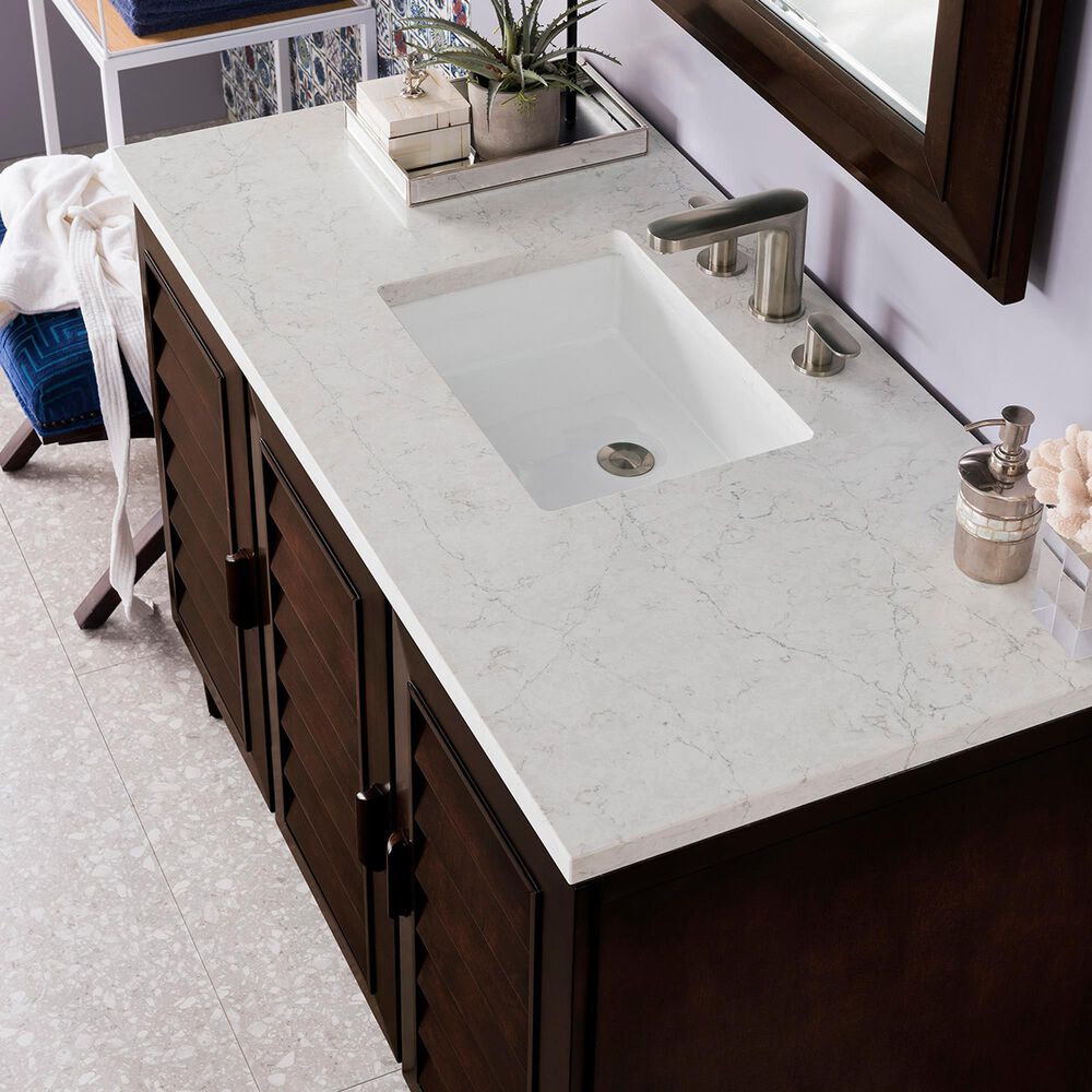 James Martin Portland 48" Single Bathroom Vanity in Burnished Mahogany with 3 cm Eternal Jasmine