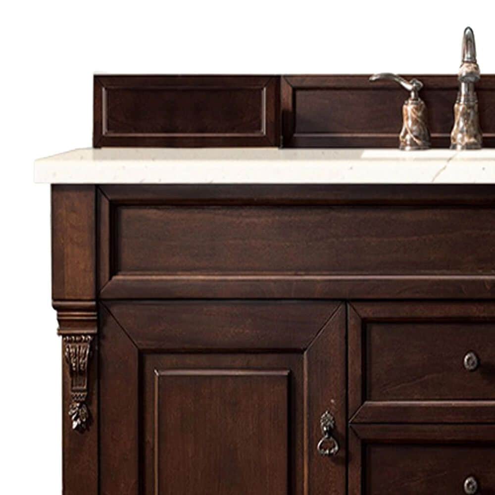 James Martin Vanities Brookfield 60&quot; Single Bathroom Vanity in Burnished Mahogany with 3 cm Eternal Marfil Quartz Top and Rectangle Sink, , large