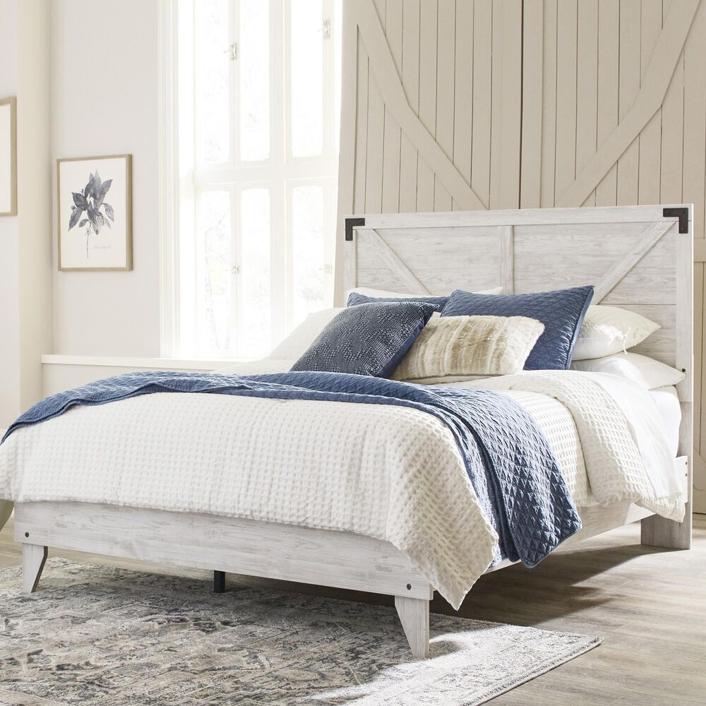 Ashley Shawburn Queen Platform Bed in White and Dark Charcoal Gray, , large