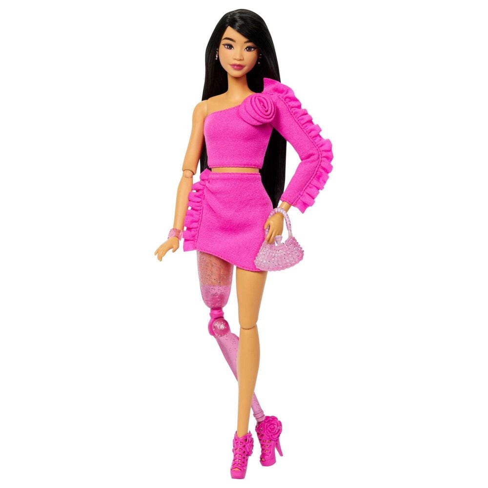 Barbie Deluxe Style Doll with Black Hair and Prosthetic Leg in Pink, , large