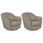 Natuzzi Editions Gratitudine Leather Swivel Rocker Chair in Greige (Set of 2), , large