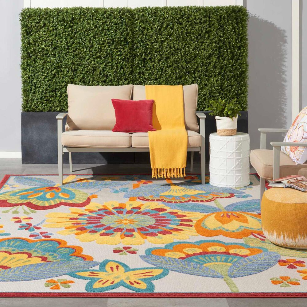 Nourison Aloha 5&#39;3&quot; x 7&#39;5&quot; Multicolor Indoor/Outdoor Area Rug, , large