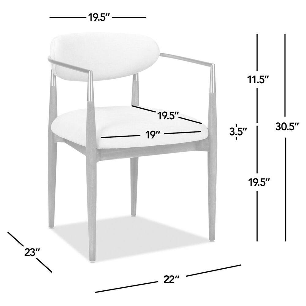 Jennifer Taylor Home Artemis Arm Chair with Warm White Cushion in Natural and Brushed Nickel, , large