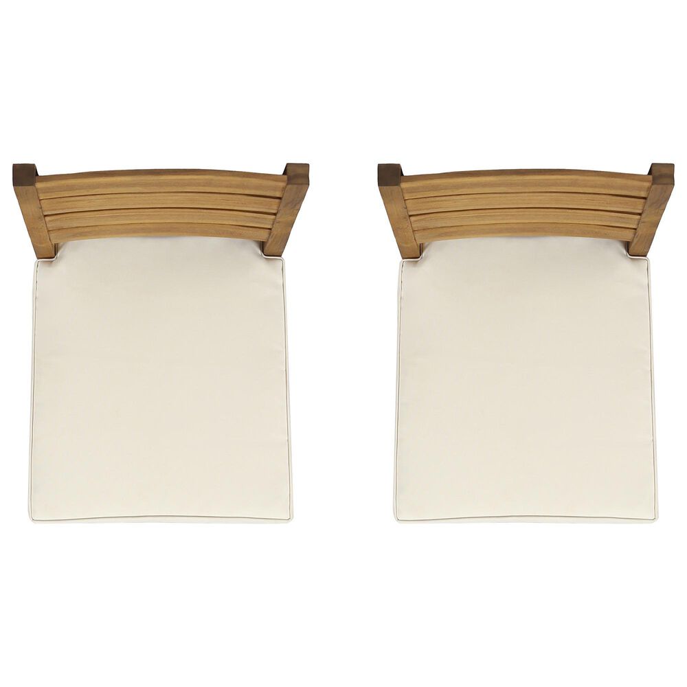 Hearth and Haven Outdoor Armless Dining Chair with Natural Frame in Beige (Set of 2), , large