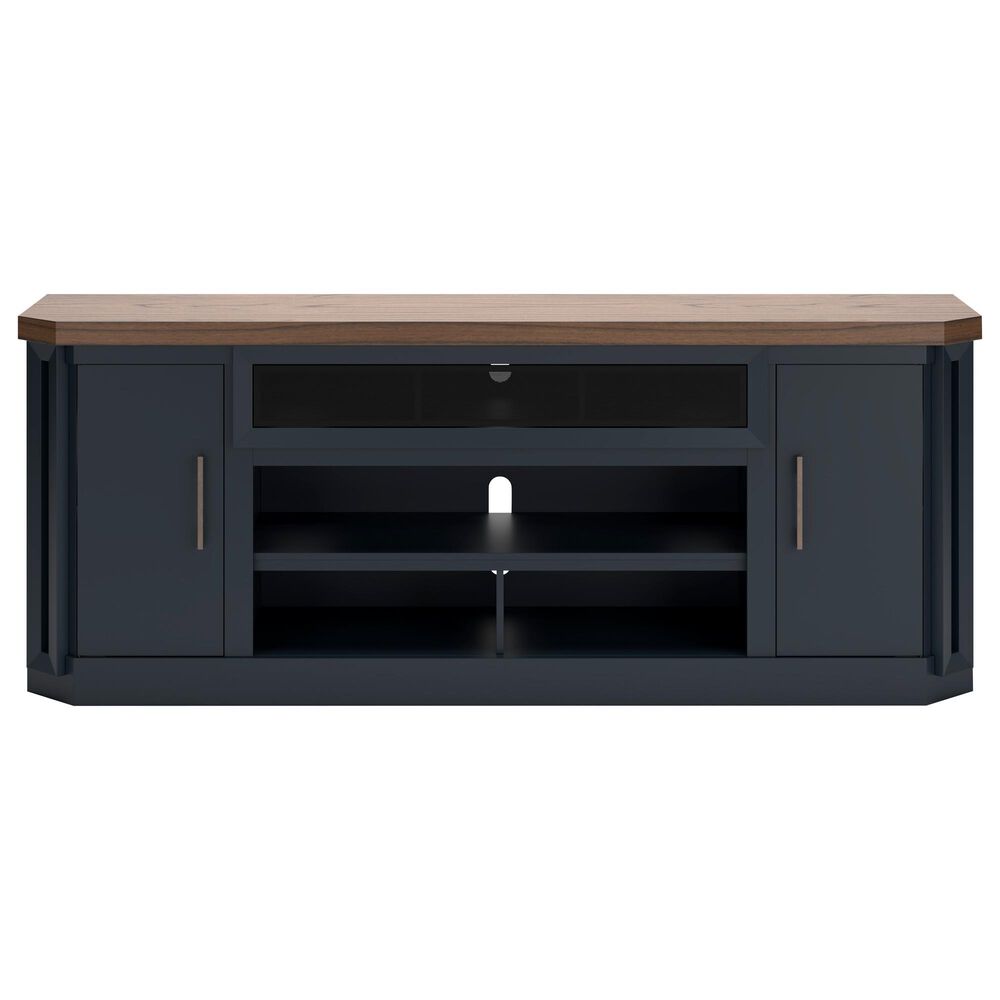 Ashley Landocken 84&quot; Extra Large TV Stand in Light Brown and Dark Sate Blue, , large