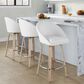 LumiSource Matisse 26" Swivel Counter Stool with Cream Fabric Upholstery in Whitewashed and Chrome (Set of 2), , large