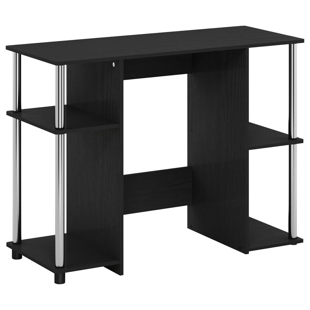 HOMLUX 38" Computer Desk with Dual Open Side Shelves in Americano and Stainless Steel, , large