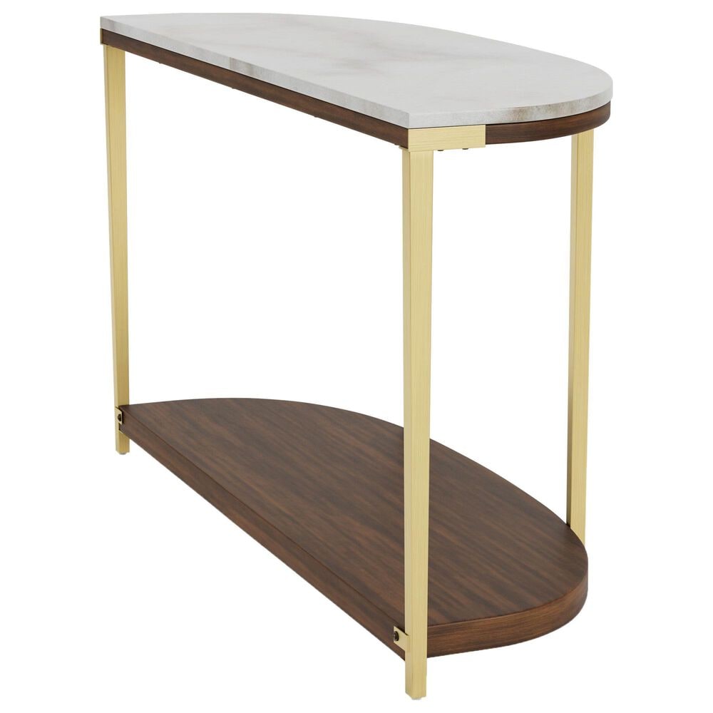 Riverside Furniture Emery Demilune Sofa Table in Smoked Cherry and Bronze, , large