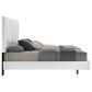 New Heritage Europa Queen Upholstered Panel Bed with Lighting in White, , large