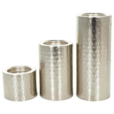 Maple and Jade Handmade Pillar Candle Holder in Silver (Set of 3), , large