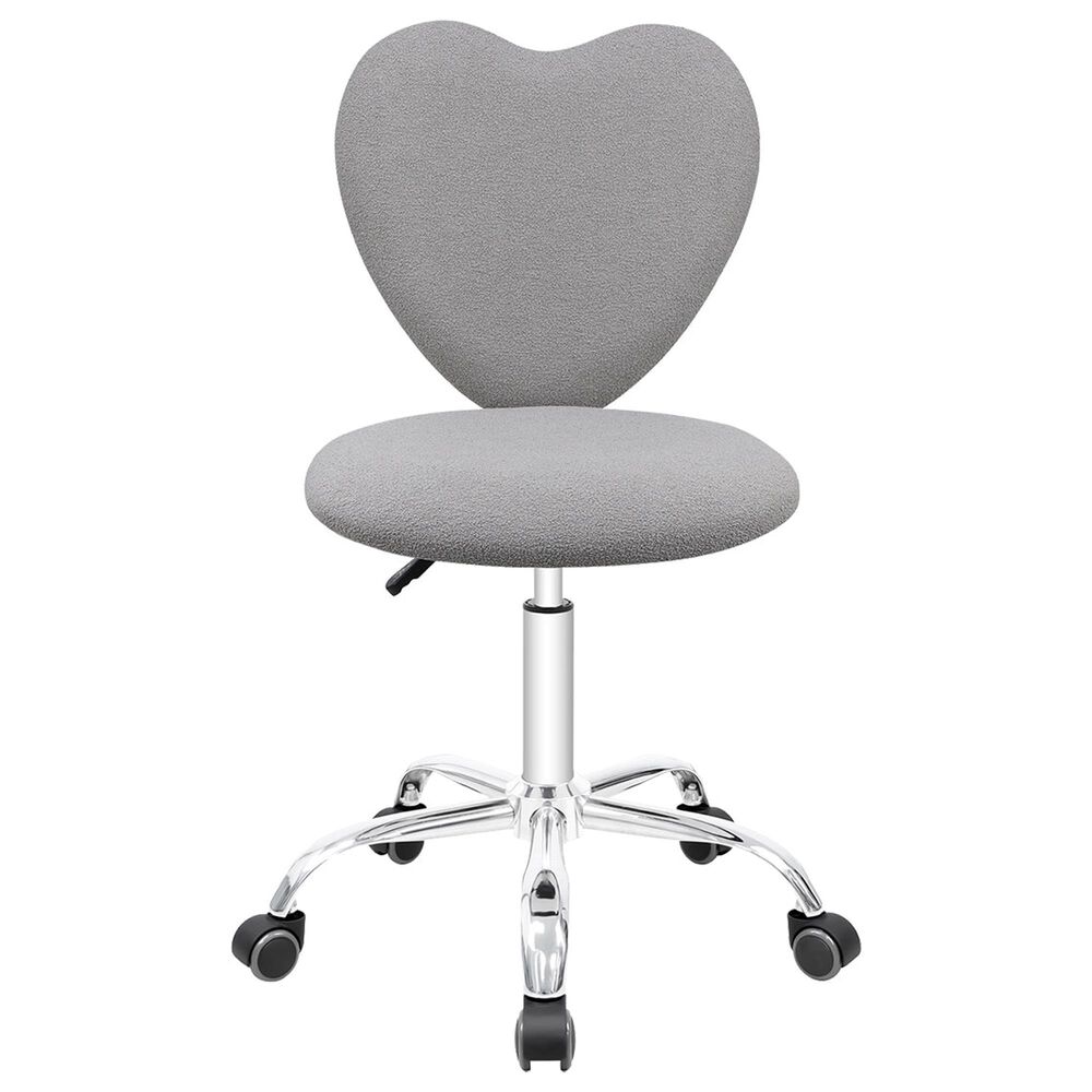 Impressions Vanity Heart Boucle Swivel Vanity Chair with Grey Cushion in Matte Silver, , large