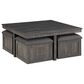HOMLUX 5-Piece 38" Coffee Table Set with 4 Nested Storage Stools in Gray Oak, , large