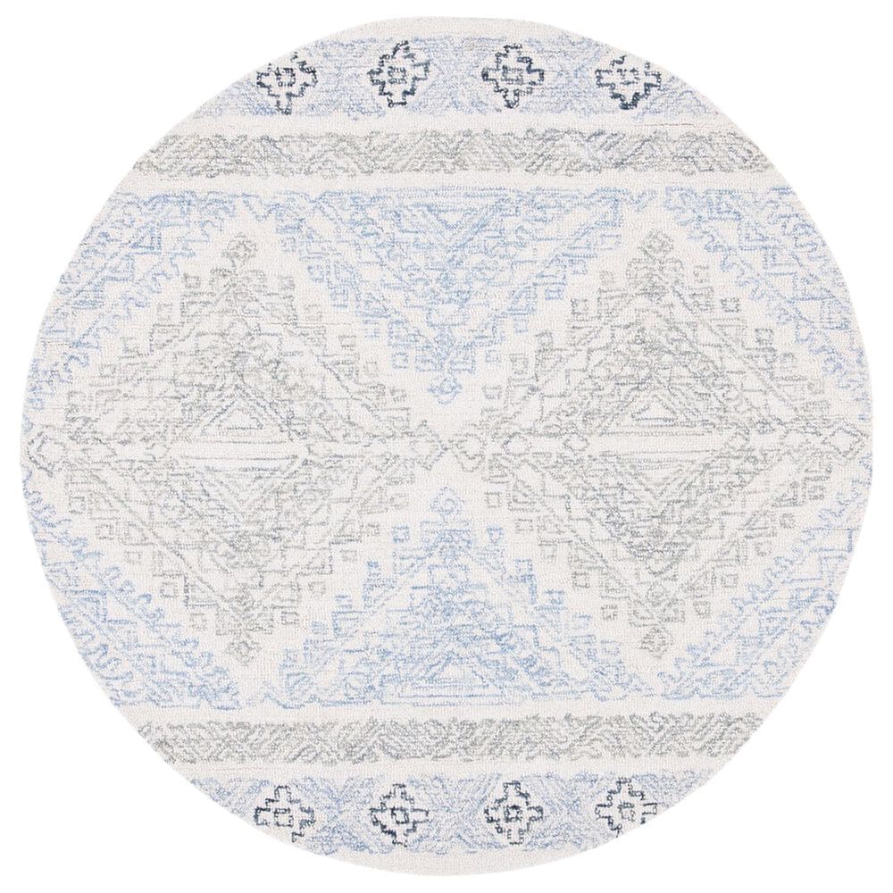Safavieh Micro-Loop 5" Round Ivory and Grey Area Rug, , large