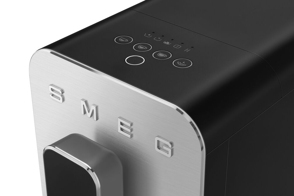 SMEG 47.34 Oz Automatic Coffee Machine with Steam Wand in Matte Black and Smoky Grey, , large