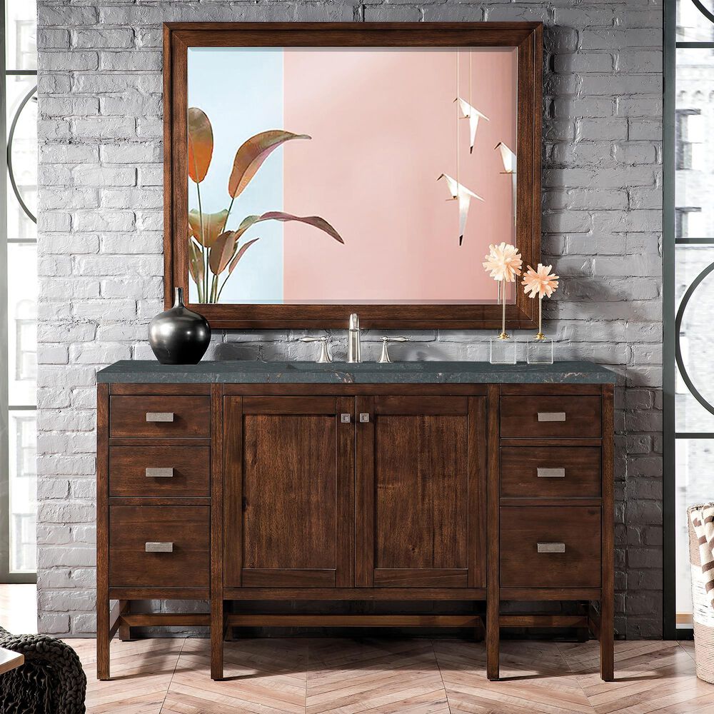 James Martin Vanities Addison 60&quot; Single Bathroom Vanity in Mid-Century Acacia with 3 cm Parisien Bleu Quartz Top and Rectangular Sink, , large