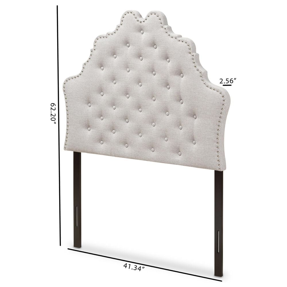 Baxton Studio Hilda Twin Upholstered Headboard in Greyish Beige, , large