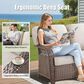 Hearth and Haven Outdoor Sofa with T-back Cushions and Brown Wicker in Beige, , large