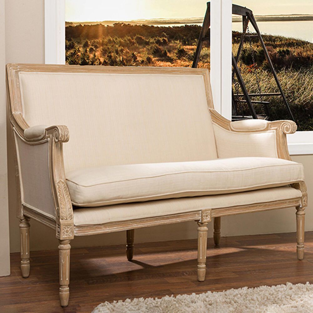 Baxton Studio Chavanon Stationary French Loveseat in Light Beige, , large